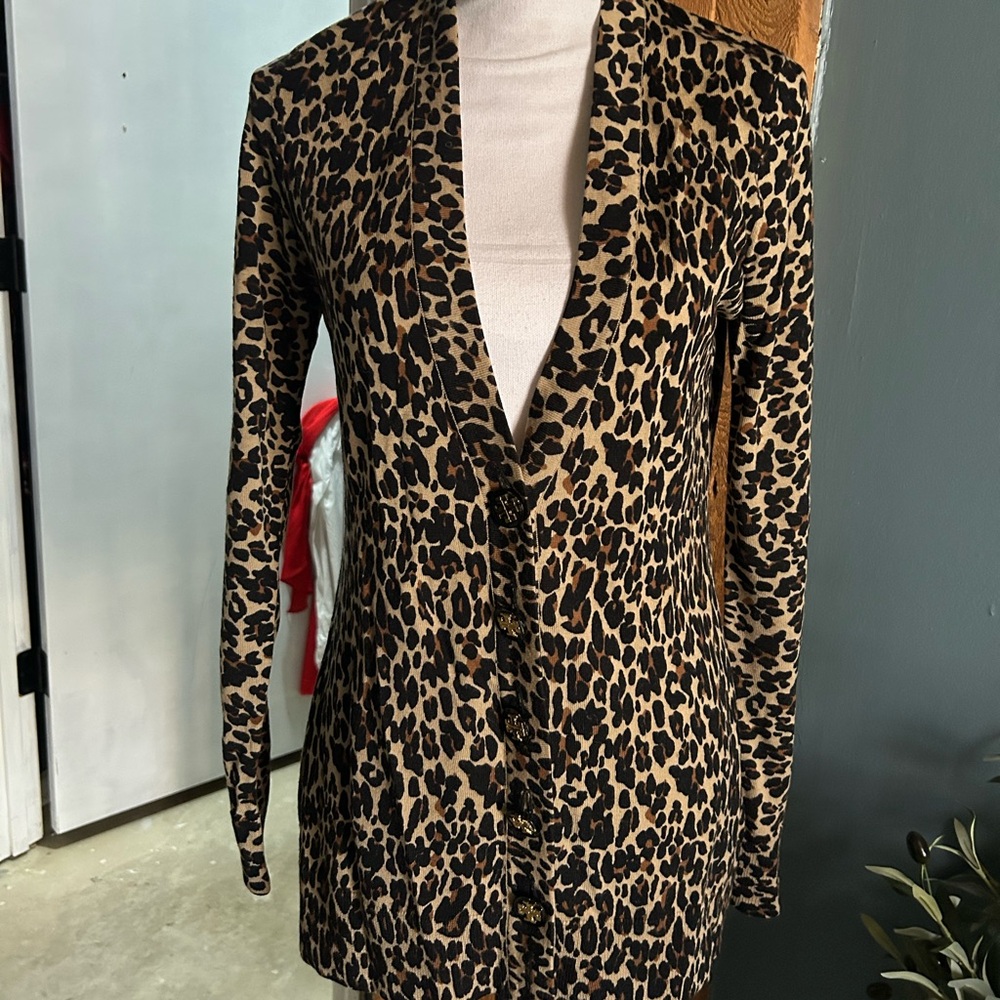 Tory Burch Leopard Print cardigan with logo buttons